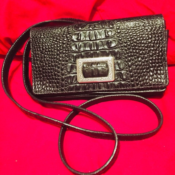 Brighton Handbags - A Brighton black leather croc finish crossbody